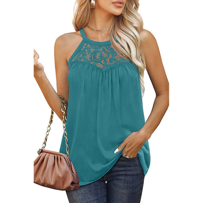 CD | Tank Tops Loose Fit Vara Lace Halter Topuri fără mâneci Tricouri