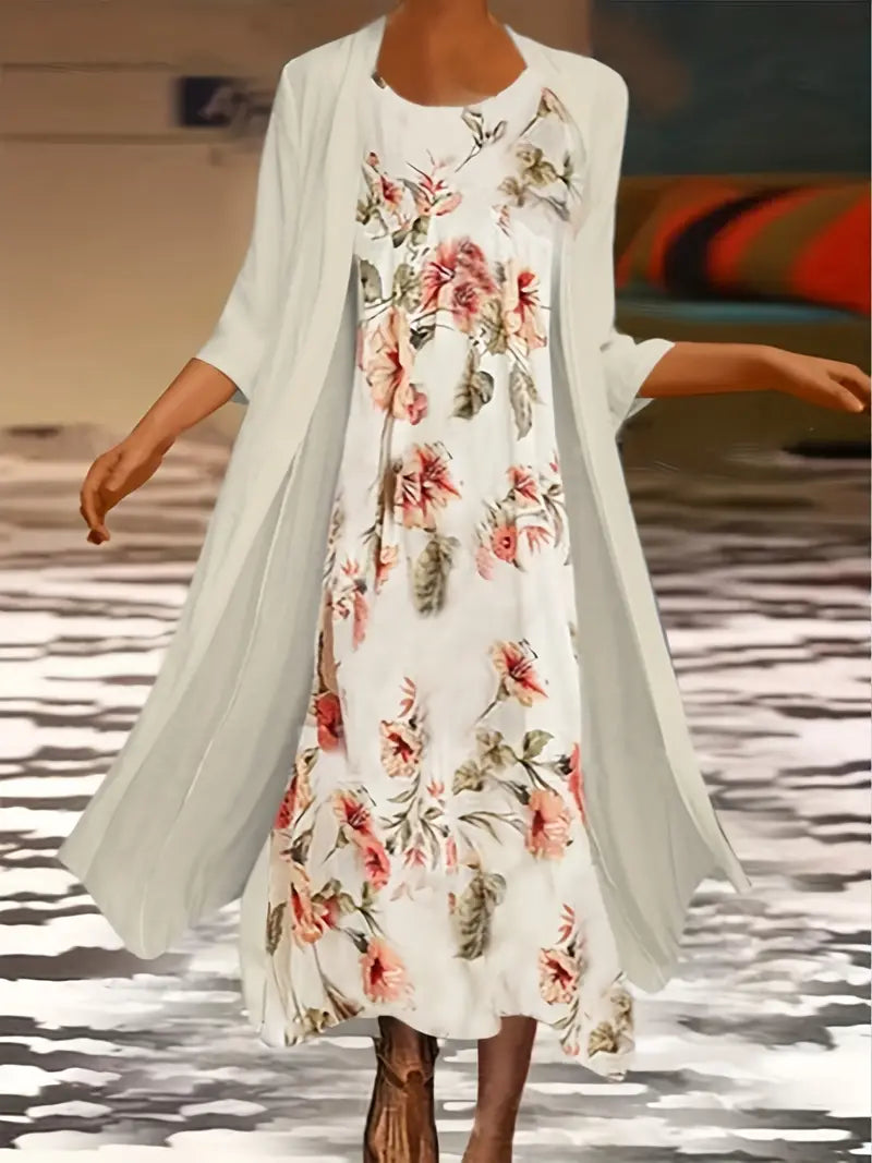 CD | rochie lungă din două piese cu cardigan pentru femei
