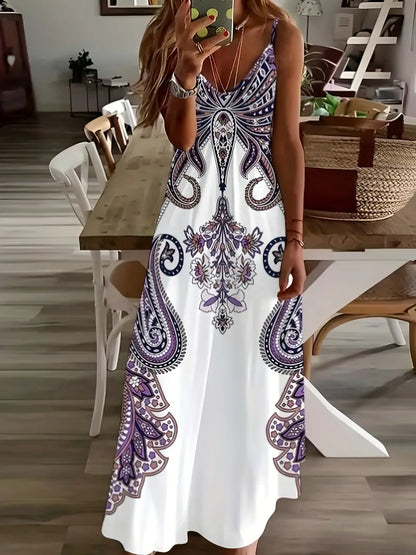 CD | Rochie lungă cu decolteu în V și imprimeu floral