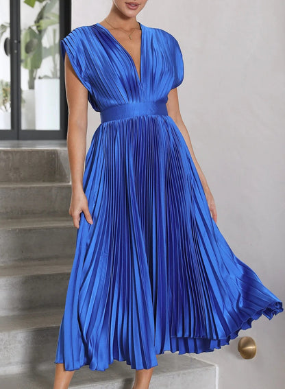 CD | Rochie maxi monocoloră cu mâneci scurte