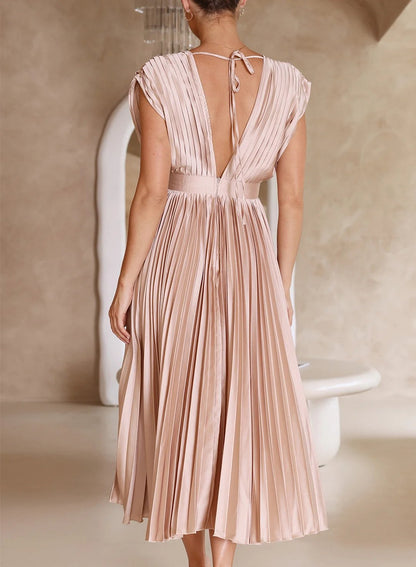 CD | Rochie maxi monocoloră cu mâneci scurte