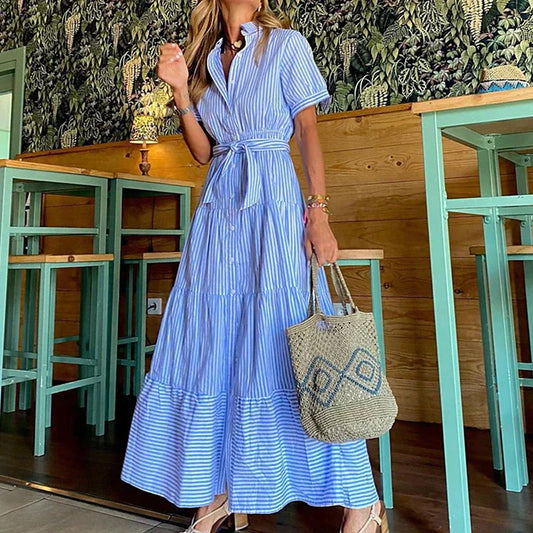 CD | Rochie maxi elegantă cu dungi