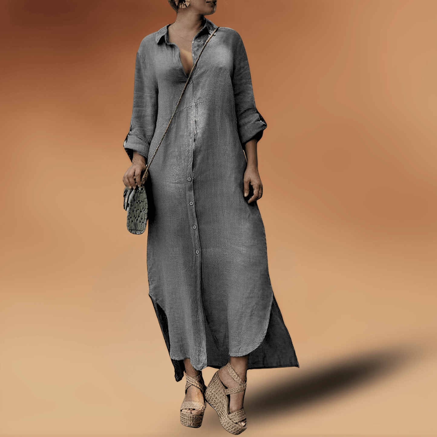 CD | Rochie lungă elegantă din in