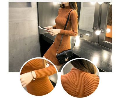 CD | Rochie mini tricotată cu gât rotund