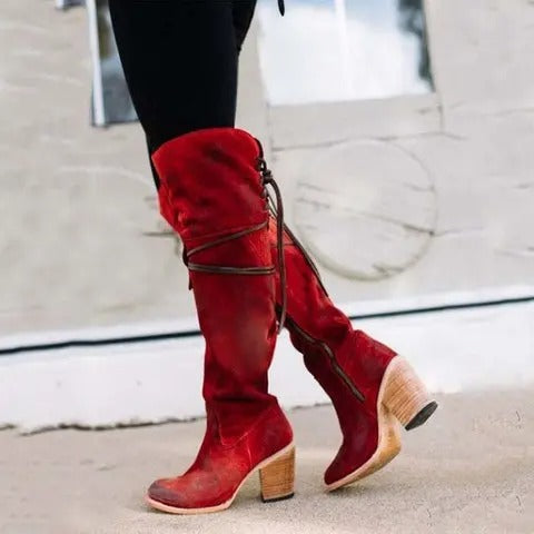 CD | Cizme western boho până la genunchi