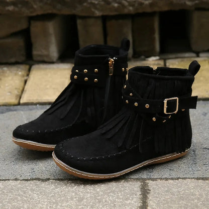 CD | Boho cizme mocasin cu franjuri