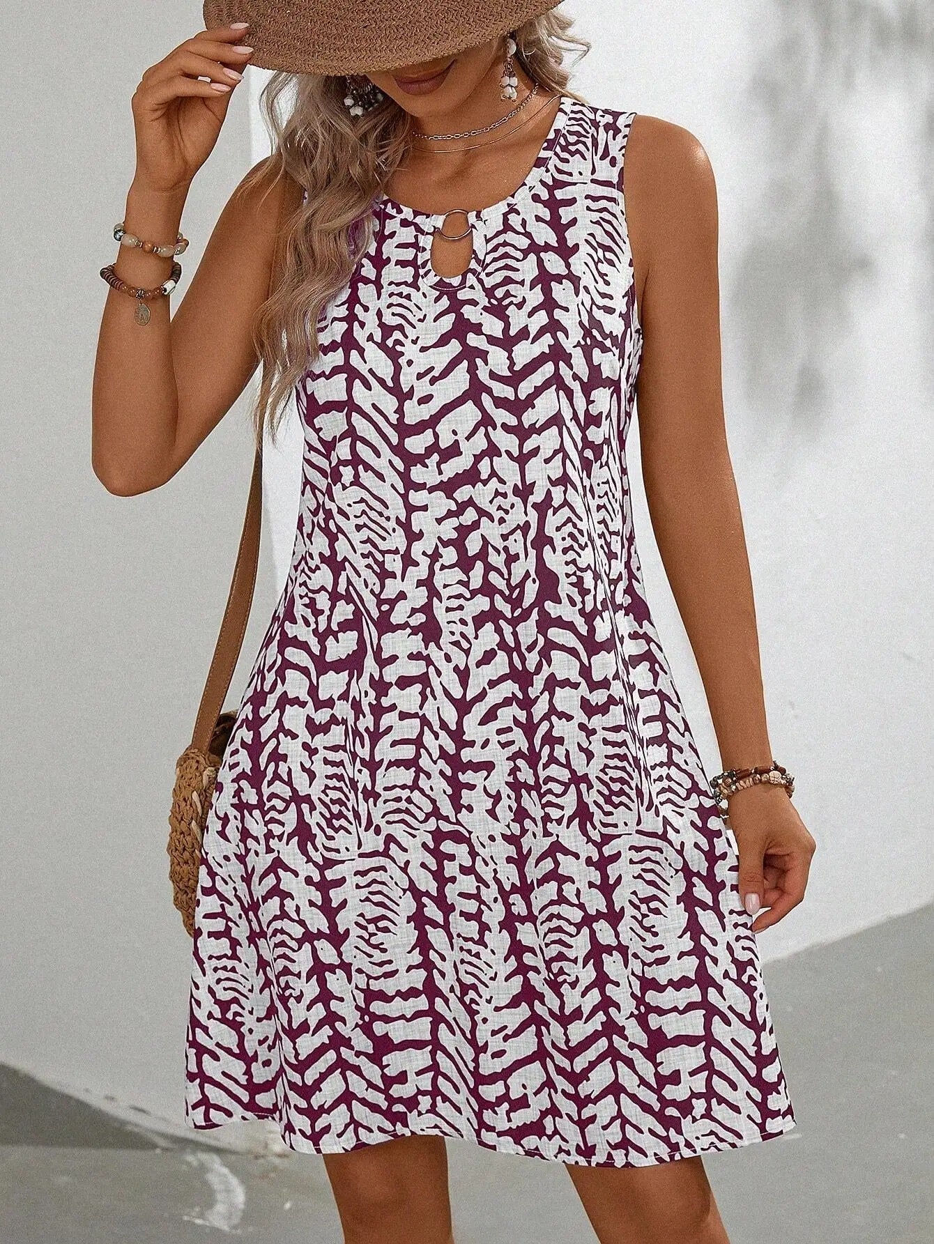 CD | Boho Vintage Rochie mini fără mâneci