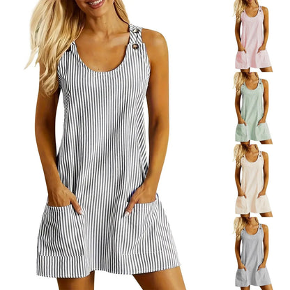 CD | Rochie mini texturată cu bretele în dungi