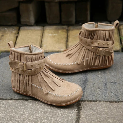 CD | Boho cizme mocasin cu franjuri