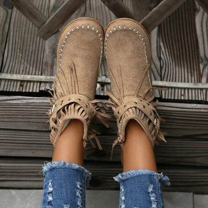CD | Boho cizme mocasin cu franjuri