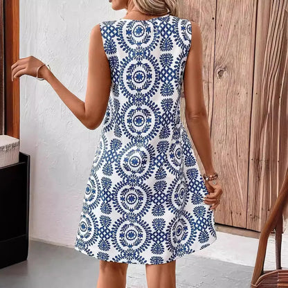CD | Boho Vintage Rochie mini fără mâneci