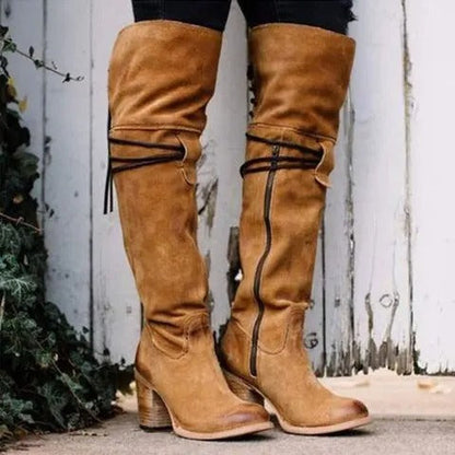 CD | Cizme western boho până la genunchi
