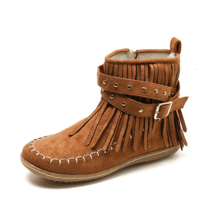 CD | Boho cizme mocasin cu franjuri
