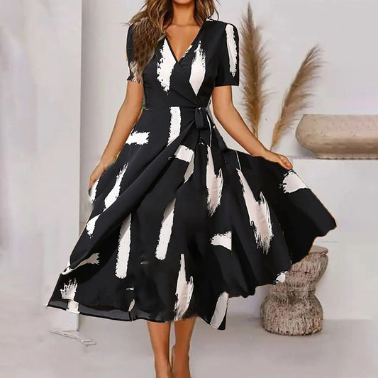 CD | Rochie maxi pentru femei cu imprimeu vintage