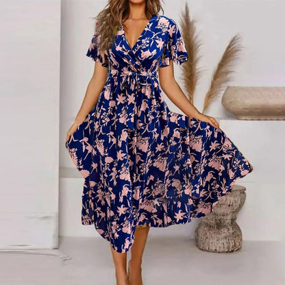 CD | Rochie maxi pentru femei cu imprimeu vintage